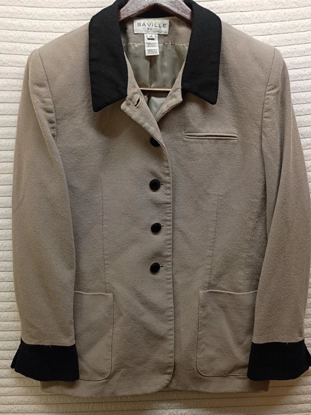 Saville Vintage Gray Tweed 100% Pure Wool Blazer Jacket Womens Size 14 Academic